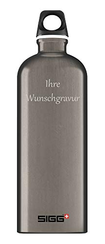 Sigg Alutrinkflasche 'Traveller' - 1 L (Smoked Pearl, mit Namensgravur)