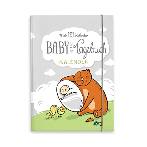 Mein 1. Kalender - Babys erstes Jahr, Kalender & Erinnerungsalbum, 365 exklusive Ratschläge, von Experten entwickelt, inkl 16 Meilensteinkarten & Sonderseiten zum Einkleben eigener Bildern (grau)