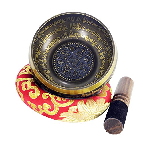 Tubayia Tibetanische Buddhistische Klangschale Kupfer Singing Bowl mit Klöppel Und Kissen
