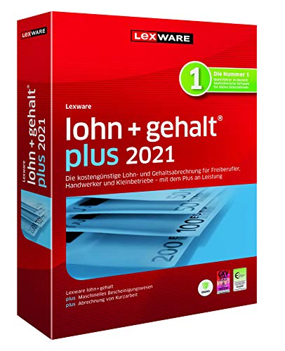 Lexware lohn+gehalt 2021|plus-Version Minibox (Jahreslizenz)|Einfache Lohn- und Gehaltsabrechnungs-Software für Freiberufler, Handwerker und Kleinbetriebe|Kompatibel mit Windows 8.1 oder aktueller