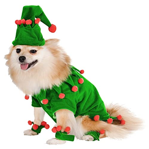 Kostüme for Hunde Weihnachtsmütze Dekoration Haustier Hund Partykostüm Katzenprodukte mit Weihnachtshundekostüm (Color : Green, Size : S)