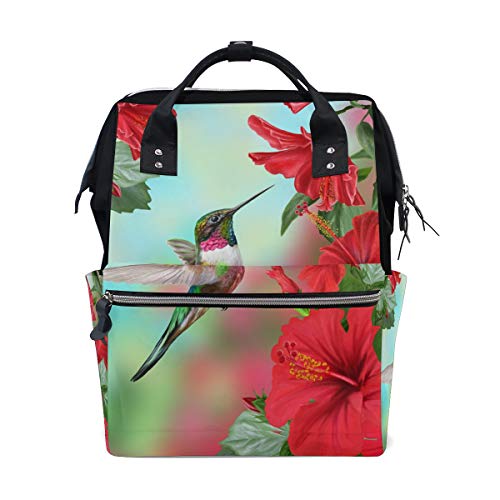 Wowprint Wickeltasche mit Blumen-Motiv Kolibri, große Kapazität, Organizer, Multifunktions-Reiserucksack für Babypflege