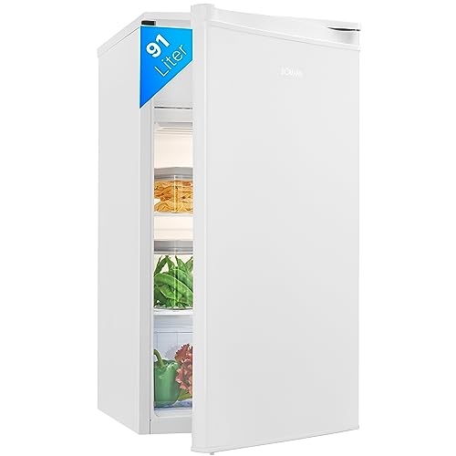 Bomann® Kühlschrank mit Gefrierfach, 91L Nutzinhalt davon 8L Gefrierfach, Kühlschrank klein mit wechselbarem Türanschlag, Mini Kühlschrank mit Gemüseschale und 2 Glasablagen - KS 7349