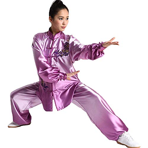 G-like Tai-Chi Uniform Damen Anzug - Chinesische Kampfkunst Taiji Wushu Wing Chun Shaolin Kung Fu Training Kleidung Farbverlauf Farbübergang Lange Ärmel Set (Purple, M)