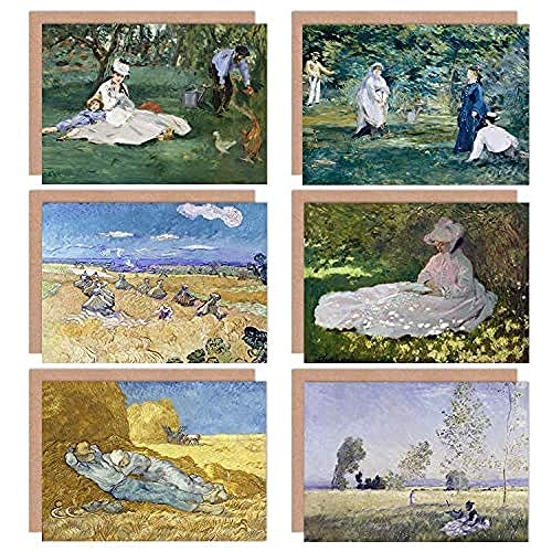 Monet Manet Van Gogh Spring Summer Fields Landscape Mixed Fine Art Greeting Card Pack of 6 Frühling Sommer Feld Landschaft