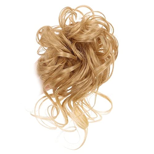 Unordentliches Brötchen-Haar Pieces Lockiges Wellen-Haarknoten-Haargummi for Frauen, unordentlicher Dutt-Haarteil, zerzauste Hochsteckfrisur-Haarknoten, Verlängerung, elastisches Haarband Dutt aus ech