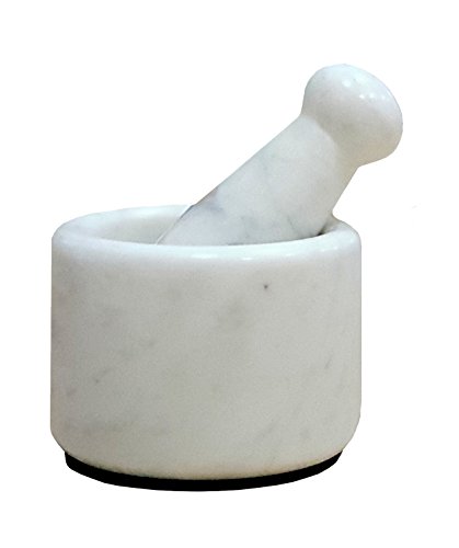 KLEO 2,5" Durchmesser weißer Marmor Stein Mörser und Stößel Set Gewürz, Medizin Pillen Mühle Stampfer - kleine Größe