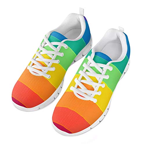 POLERO Simple Iridescence Rainbow Stripes Schuhe Atmungsaktive Schuhe Damen Herren Slip on Sneaker Bequeme Sneaker Sportschuhe Leichte Laufschuhe Laufgymnastikschuhe Schnürschuhe Freizeitschuhe 47 EU