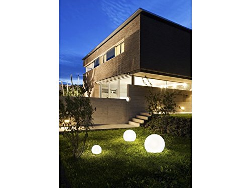 Licht-Erlebnisse Gartenleuchte Kugel weiß Durchmesser 45 cm E27 max. 60W Kunststoff Wegeleuchte Dekoleuchte außen Kugelleuchte Garten Lampe Außenbereich