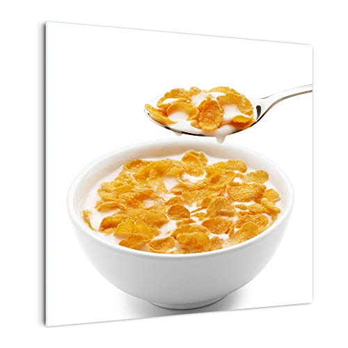 DekoGlas Küchenrückwand 'Cornflakes mit Milch' in div. Größen, Glas-Rückwand, Wandpaneele, Spritzschutz & Fliesenspiegel