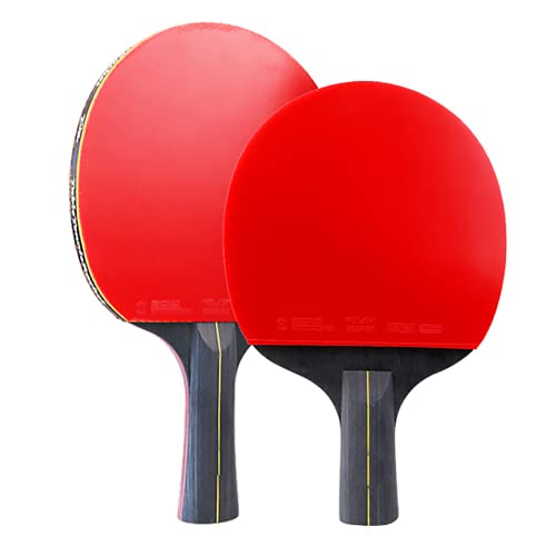 DZQUY Ping-Pong-Schläger-Tisch-Tennisschläger-Pickel-in-Gummi-High-Qualitäts-Blade-Fledermaus Anfänger-Aktivitäten für Schulen Häuser Sportvereine oder Büros,Rot,2 Long Handle