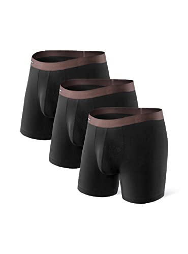 David Archy Herren Boxershorts Basic Unterhose Atmungsaktive Unterwäsche aus Bambusfaser, 3er-Pack (M, Schwarz x3)
