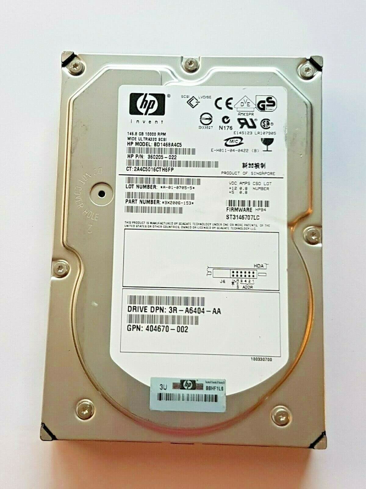 Festplatte 146.8 GB BD1468A4C5 10000 RPM Wide Ultra-320 SCSI HDD 80-pin 3.5"