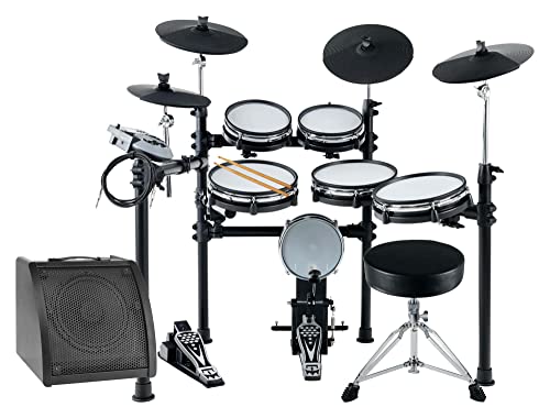 XDrum DD-530 MAXI LIVE KIT E-Drum Set - elektronisches Schlagzeug mit 400 Sounds und Lernfunktion - 4 Pads mit Mesh Heads - 4 Beckenpads - inkl. Drum-Monitor, Hocker und Kabel