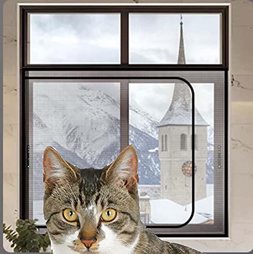 Weißes Netz-Fensternetz für Katzensicherheitsnetz gegen Mücken und Insekten, schwarzer Rahmen, weißes Netz, Position 2.100 x 200 cm