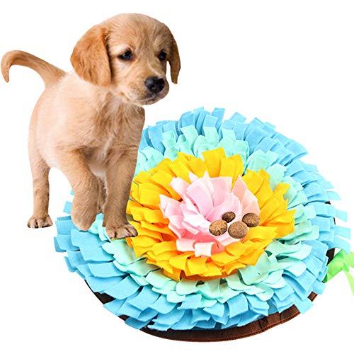 G-Tree Hund Snuffle Mat (45x45cm) | Hundespielmatte weiches Haustier Langsam Nosework | Snuffle Matte für Hunde Ausbildung Futter suchen Fähigkeit Fütterung | Dog Sniffing Pad Puzzle Spielzeug, (blau)