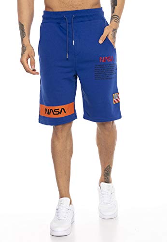 Red Bridge Herren Shorts Kurze Hose Sweat Pants Jogginghose NASA Logo USA M4854 Orange M