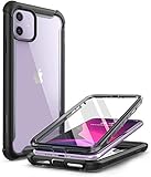 i-Blason Transparent Hülle für iPhone 11 (6.1'') Bumper Case 360 Grad Handyhülle Schutzhülle Full Cover [Ares] mit eingebautem Displayschutz, Schwarz