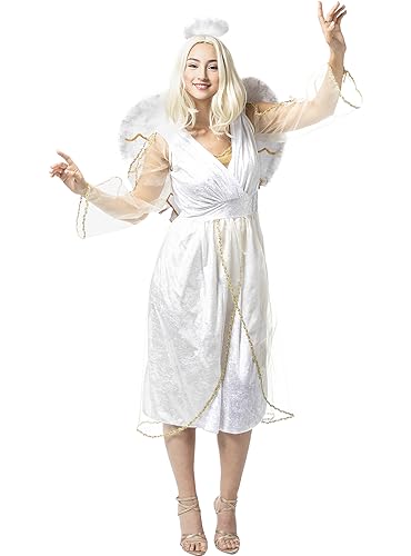 Funidelia | Engel Kostüm Deluxe für Damen Weihnachten, Krippenspiel - Kostüm für Erwachsene & Verkleidung für Partys, Karneval & Halloween - Größe XS - Weiß