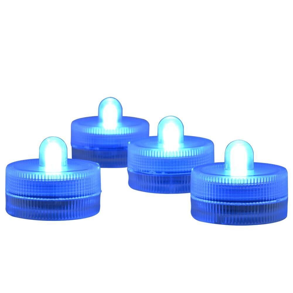 Afoosoo 50 Stück Unterwasser-LED-Licht Flammenlose LED-Kerze Batteriebetriebenes Teelicht Tauch Dekorative Lichter für Hochzeitsfeier Eventlicht Aquarium Licht Weihnachten Halloween Licht (blau)