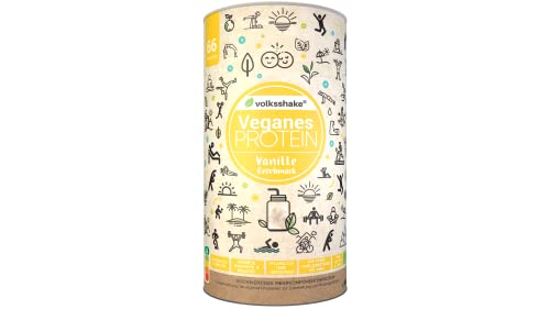 VEGANES PROTEIN -CREMIGE VANILLE | Volksshake | 1kg |Natürlich mit Mandel-, Reis-, Hanf-, Chia- & Kürbiskernprotein|glutenfrei