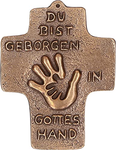 Butzon & Bercker Kommunion Kreuz Geborgen in Gottes Hand Bronze 10 cm Erstkommunion