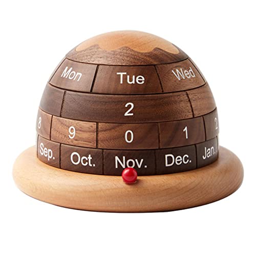 Planetenförmiger Holz-Dauerkalender, Holz-Tischkalender, Bauernhaus, Büro, dekorativer Kalender, Holz-Tischdekoration, Partyzubehör, Kunsthandwerk