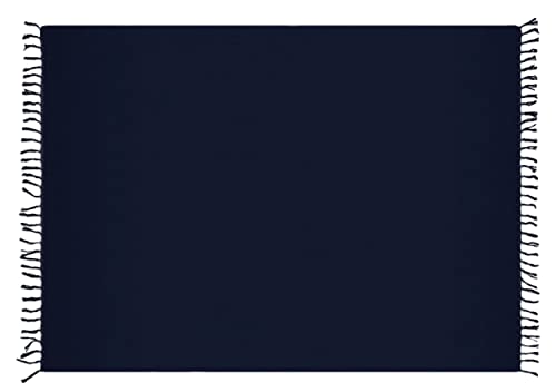 Ciffre Pareo Sarong Tuch Damen Herren - Wickelrock Strand - Strandtuch Blickdicht als Wickeltuch oder Handtuchkleid und Wickelkleid Unisex Frauen und Männer - mit Schnalle einfarbig Dunkel Blau