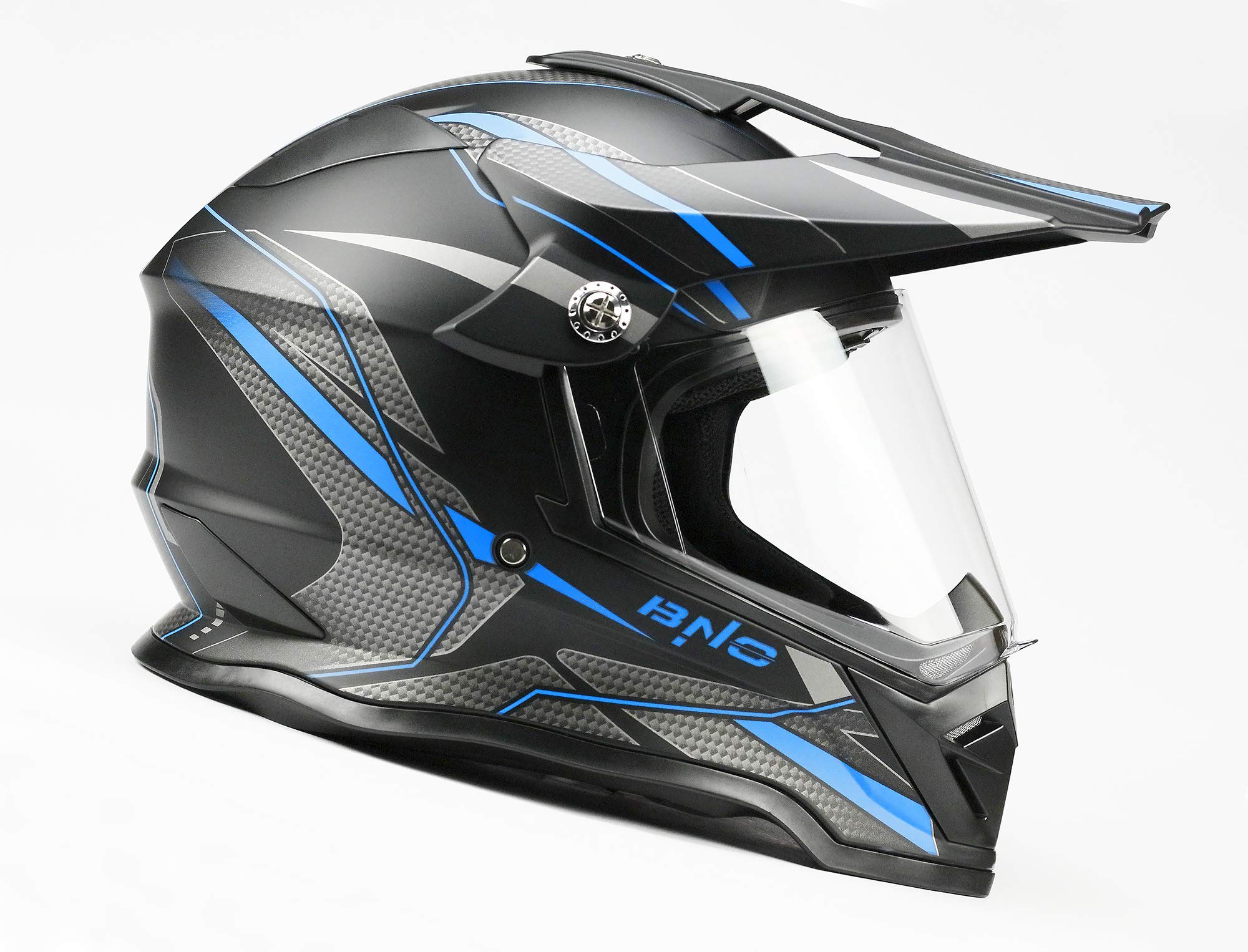 BNO Cross-3 Helm, Motocrosshelm, Corsshelm, S, M, L, XL (M, Matt-Schwarz-Blau)