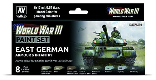 Vallejo 070224 Farb-Set, DDR Panzerung und Infanterie Modellbauzubehör, verschieden