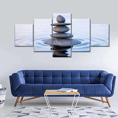 5-Teiliges Wandbild, Zen-Stein-Balance Kunstdruck Auf Leinwand 5 Aufeinanderfolgende Gemälde Hd Poster Kunst Wanddekoration Moderne Dekoration Für Wohnzimmer Zuhause 200X100 Cm / 79"X40"