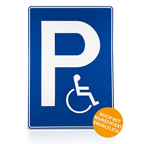 Betriebsausstattung24® Geprägtes Parkplatzschild aus Aluminium | BxH 40,0 x 60,0 cm | Behindertenparkplatz