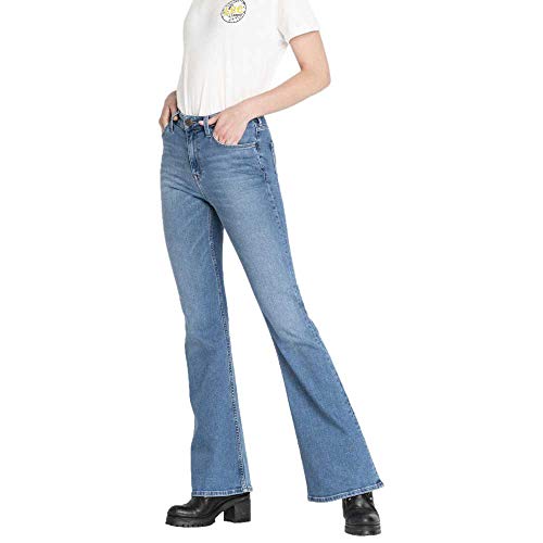 Lee Damen Jeans Jeanshose Breese - Bootcut - Blau - Jaded Grösse W24-W33 Stretch Baumwolle Hoher Bund, Größe:W 31 L 29, Farbvariante:Jaded (ROEU)