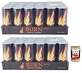 48x Burn Energy Drink Original,Energiegetränk mit zugesetzter Kohlensäure, enthält Taurin, Koffein, Guarana und B-Vitamine 250ml Einwegdose + Italian Gourmet Polpa di Pomodoro 400g Dose