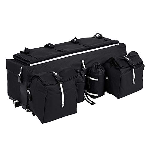 Wakects ATV-Tasche, Universal Soft ATV Quad Bag, Reißfeste Und Verstellbare Gurtbänder Satteltasche für Mountainbike, Rücksitztasche, Schwarz, 68 x 27 x 21 cm