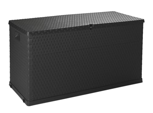 MaxxGarden Kissenbox - Aufbewahrungsbox für Kissen Rattan 340L - 120x57x63cm
