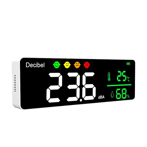 PEKKA DM1306D Digitaler Dezibel-Schallmesser Intelligenter GeräUschdetektor Zur Wandmontage 30-130 DB Temperatur- und Feuchtigkeitsmonitor