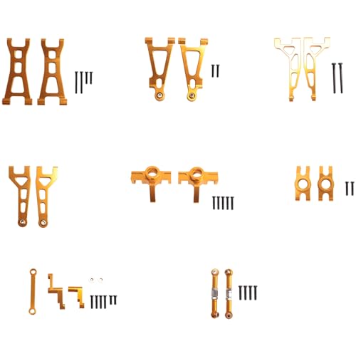 Durratou Schwenkarm-Lenkradgruppe Tasse für 16207 16208 16209 16210 H16 Ferngesteuertes Auto Ersatzteile Metall Upgrade Kit, Gold.