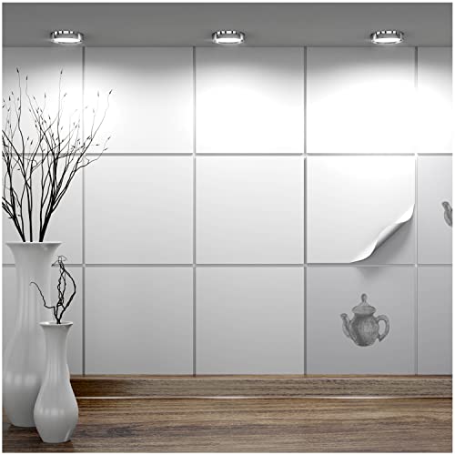 FoLIESEN Fliesenaufkleber für Bad und Küche - 20x20 cm - Weiss matt - 60 Fliesensticker für Wandfliesen