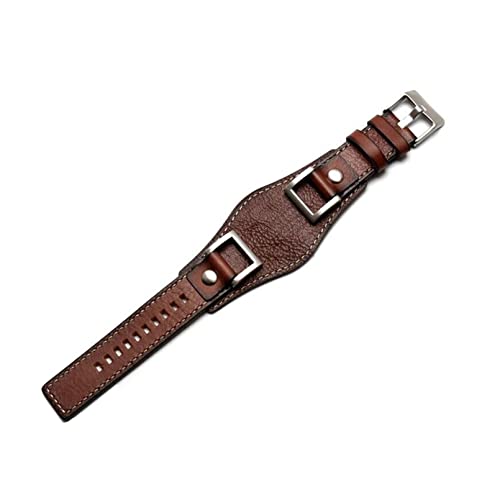 WIKUNA Echtes Leder für Fossil JR1157 Uhrenarmband Zubehör Vintage Stil Armband mit Edelstahlgelenk 24 mm Uhrenarmbänder (Farbe: Braun, Größe: 24 mm)