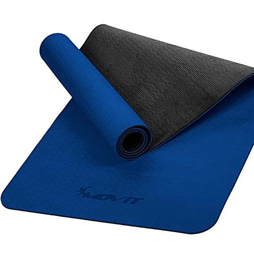 MOVIT Gymnastikmatte, Yogamatte, hautfreundlich und rutschfest, 190 x 100cm, Stärke 0,6cm, Dunkel-blau