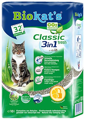 Biokat's Classic fresh 3in1 mit Frühlings-Duft - Klumpende Katzenstreu mit 3 unterschiedlichen Korngrößen - 1 Sack (1 x 10 L)