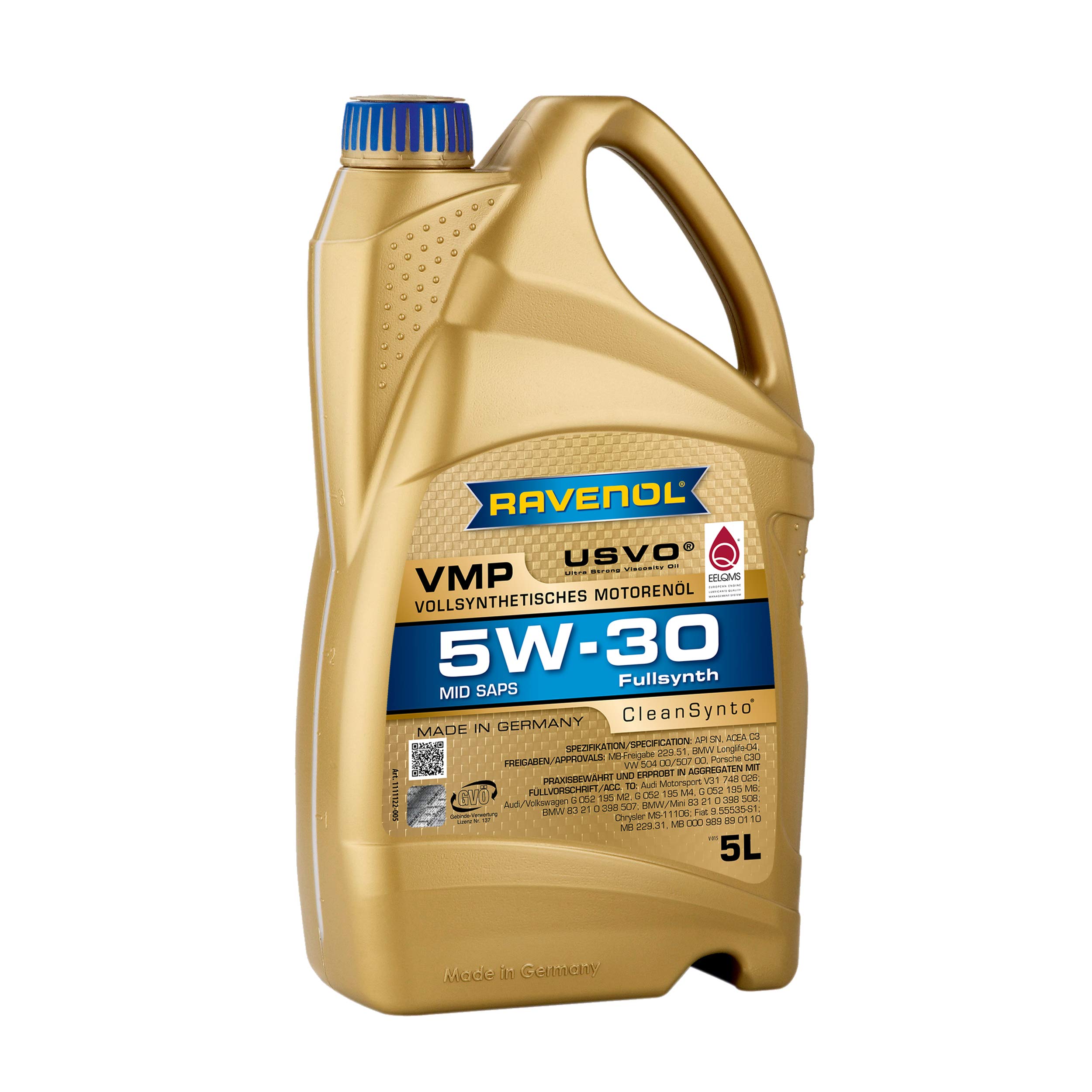 RAVENOL VMP SAE 5W-30 / 5W30 Mid SAPS Vollsynthetisches Motoröl, DPF geeignet (5 Liter)