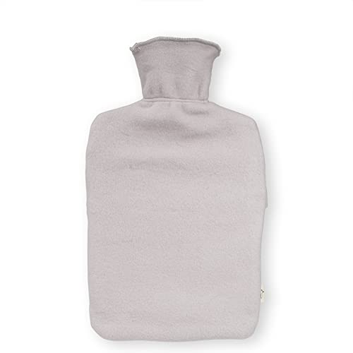 GRÜNSPECHT Naturkautschuk-Wärmflasche mit grauem Bio-Bezug aus 100% Baumwolle, GOTS, groß, Bettflasche für Erwachsene (645-00)