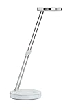 MAUL Schreibtischlampe MAULpuck 13x13x37cm | Moderne LED Lampe mit 1.260 Lux und 6.500 Kelvin | Tageslichtweiß | Tischlampe mit Metall-Teleskoparm für anpassbare Höhe | Weiß