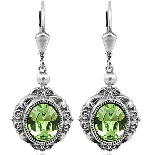 Ohrringe mit Kristallen von Swarovski® Grün Silber Ohrhänger NOBEL SCHMUCK