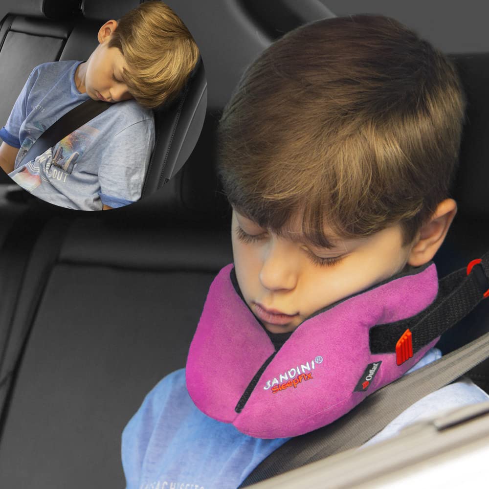 SANDINI SleepFix® Kids Outlast® – Kinder Schlafkissen/Nackenkissen mit Stützfunktion und Temperaturausgleich – Kindersitz-Zubehör für Auto/Fahrrad/Reise – Verhindert Abkippen des Kopfes im Schlaf