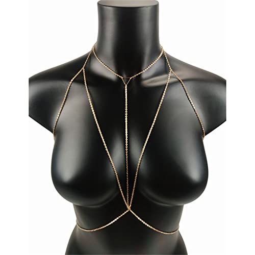 QZH Waist Chain Punk Geometry Body Jewelry Chest Chains Sexy Body Chain Bikini for Women Summer Accessories Beach Waist Woman (Gold, One Size)