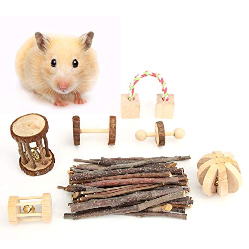iFCOW Hamster-Kauspielzeug aus Holz, für kleine Haustiere, Kauspielzeug für Hamster, Chinchilla, Kaninchen