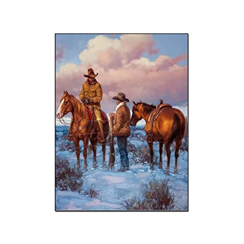 Wandkunst Wohnzimmer Cowboy Western Dekoratives Pferd Western Bild Cowboy Bild Wild Native American GemäldeLeinwand Poster Kunstdruckee Bild 40x60cm Kein Rahmen